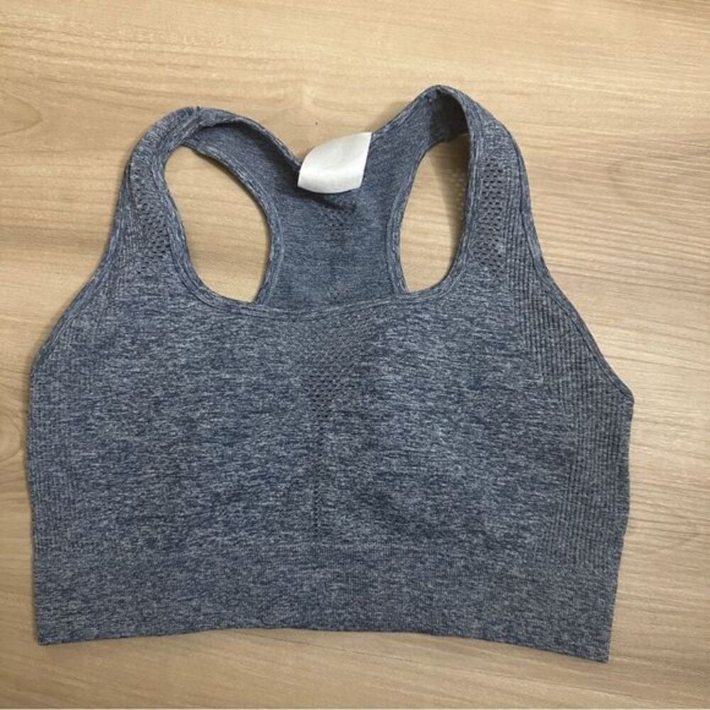 Buffbunny Collection Sports Bra‎ Blue M Womens Racerback Seamless Athletic Gym
